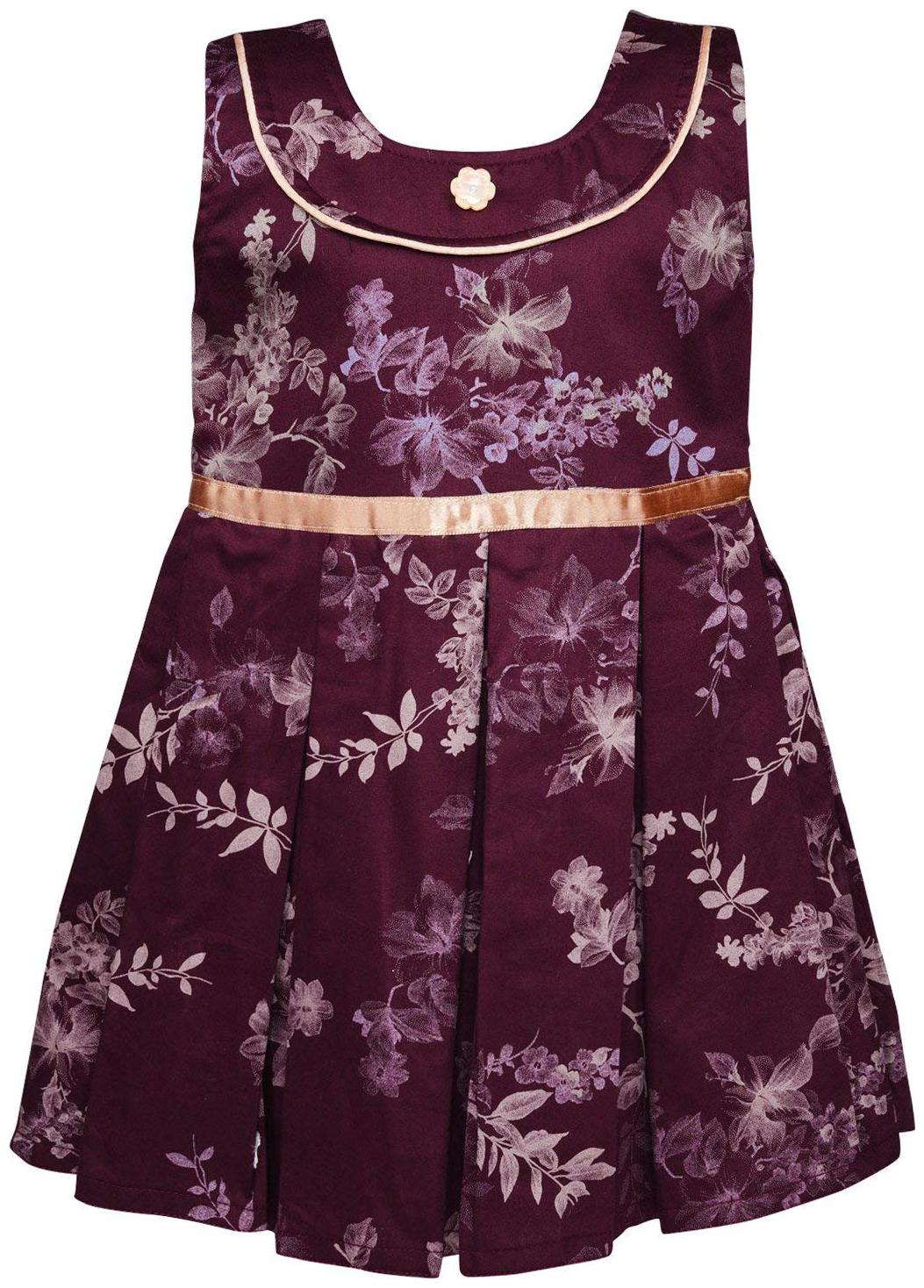 

Silver Kraft Baby girl Cotton Floral Princess frock - Maroon