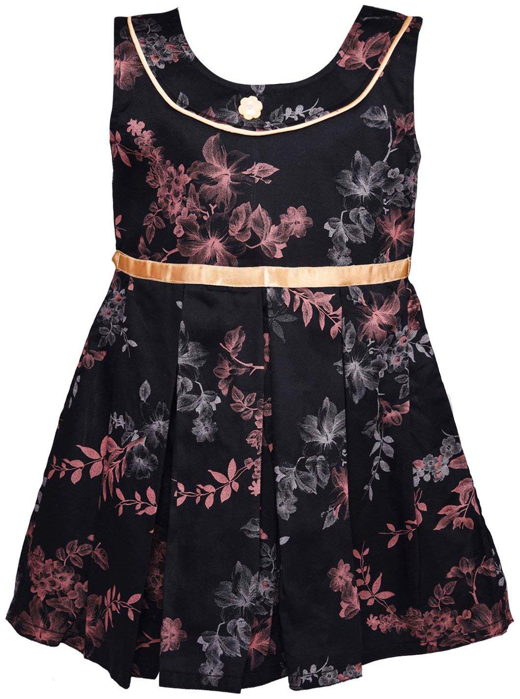 

Silver Kraft Baby girl Cotton Floral Princess frock - Brown