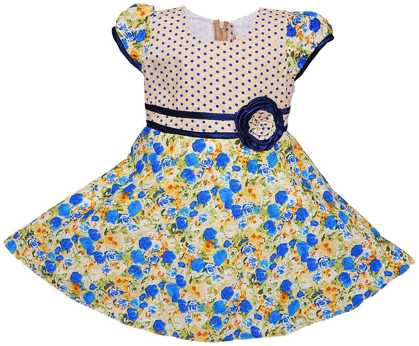 

Silver Kraft Baby girl Cotton Floral Princess frock - Blue