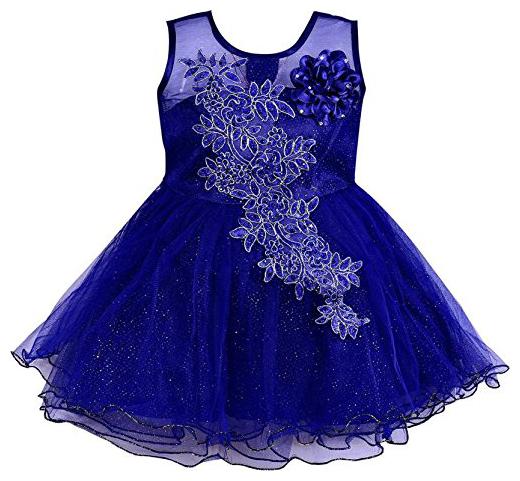 

Silver Kraft Baby girl Net Embellished Princess frock - Blue