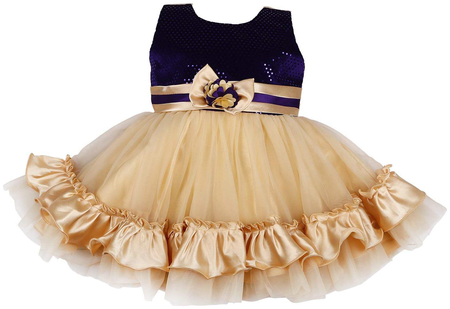 

Silver Kraft Baby girl Satin Embellished Princess frock - Black