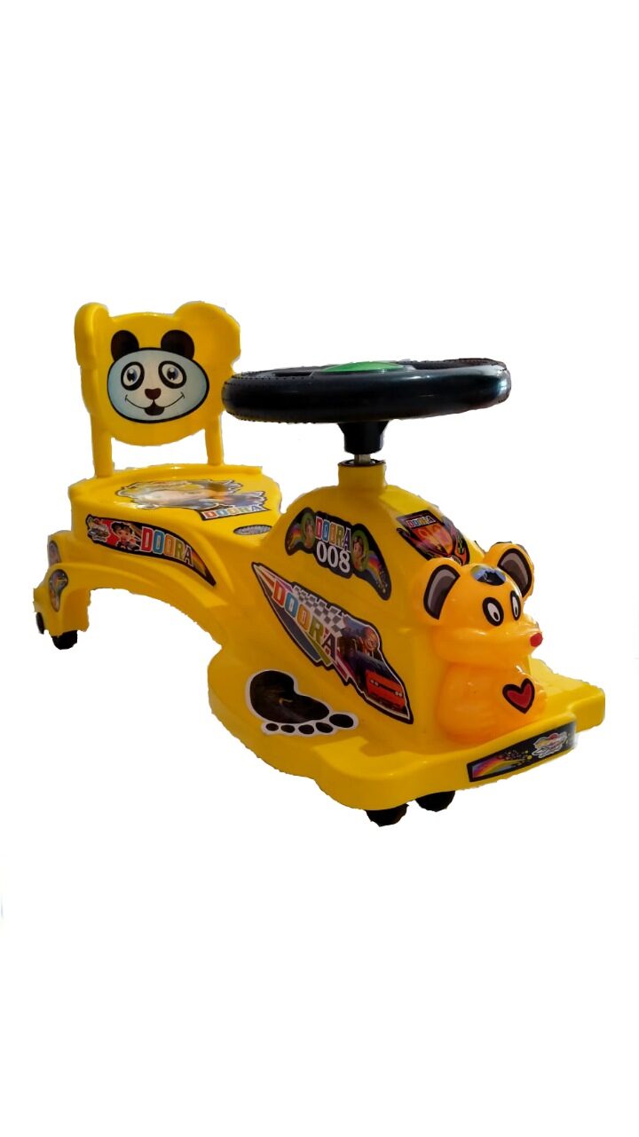 

Baby Kids Zone Baby Cartoon Character Teddy Shape Swing Magic Car With Free Wheels Back Support With Musical Light For Your Kids