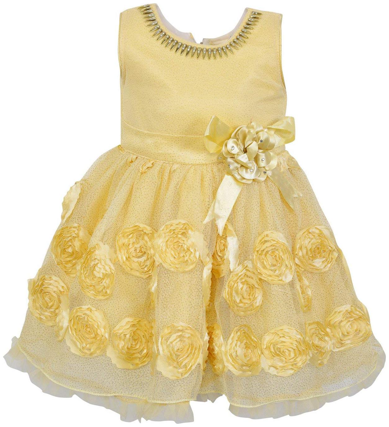 

Silver Kraft Baby girl Net Embellished Princess frock - Cream