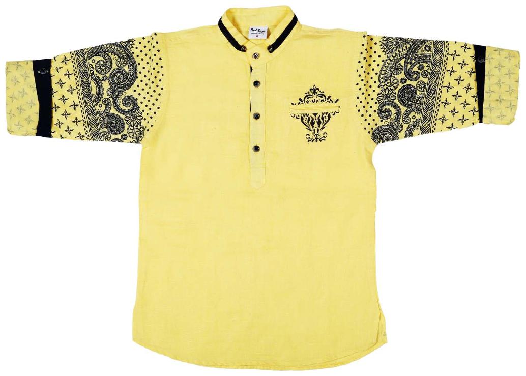 

Bad Boys printed sleeves Yellow kurta shirt-