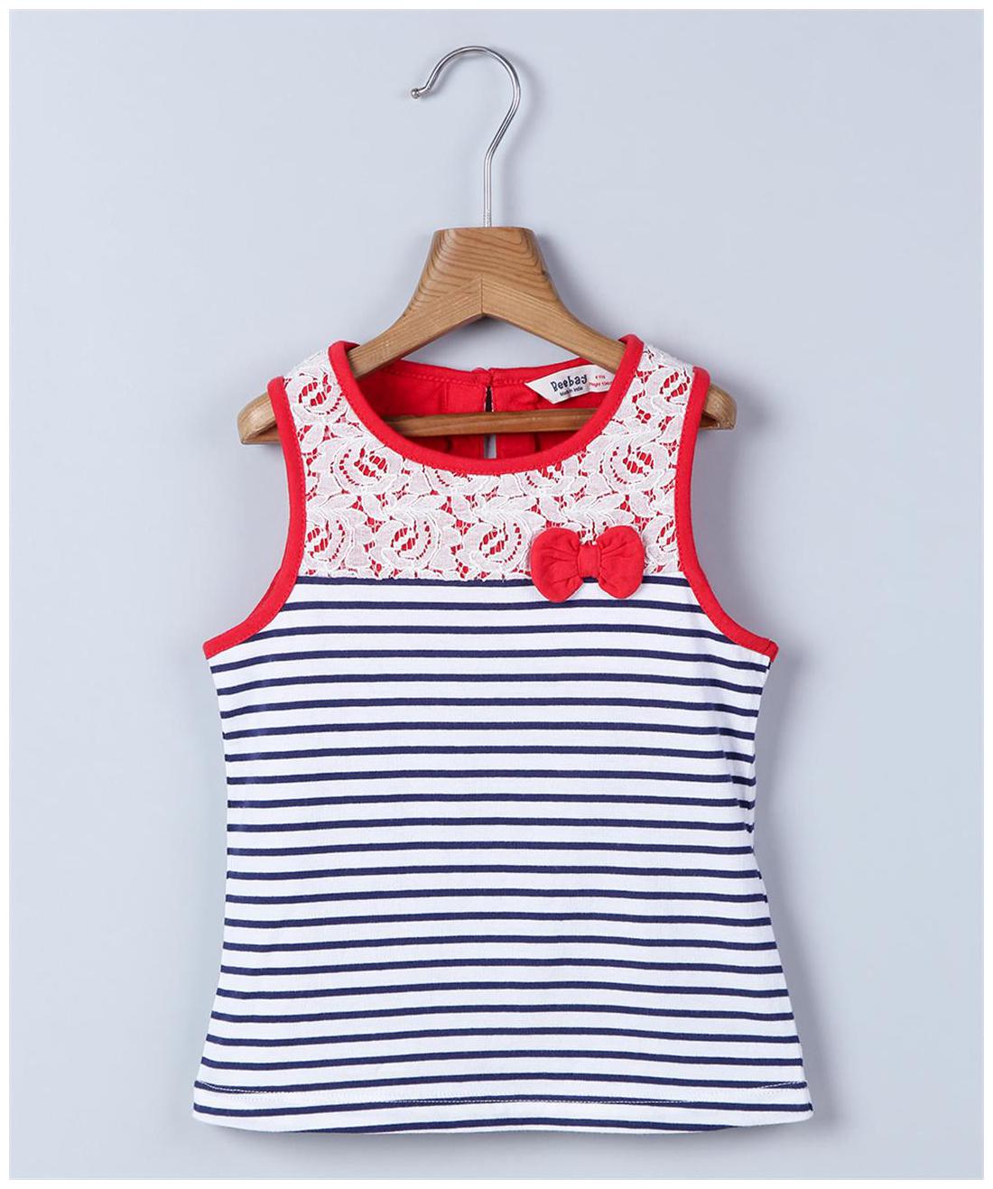 

Beebay Girl Cotton Striped Top - White