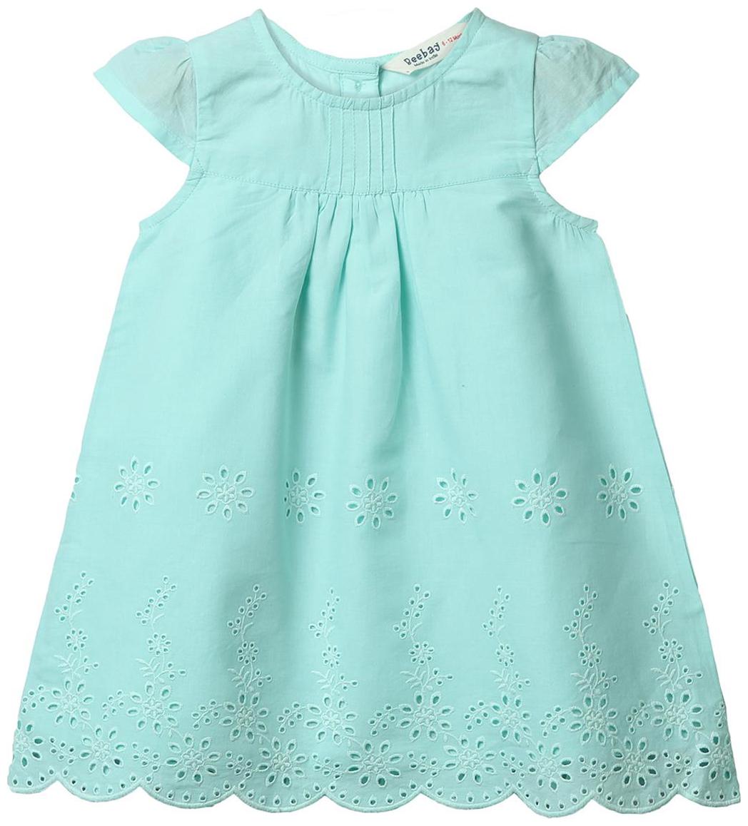 

Beebay Infant-girl 100 Cotton Woven Turq Schiffli Embroidered Dress (Turq)