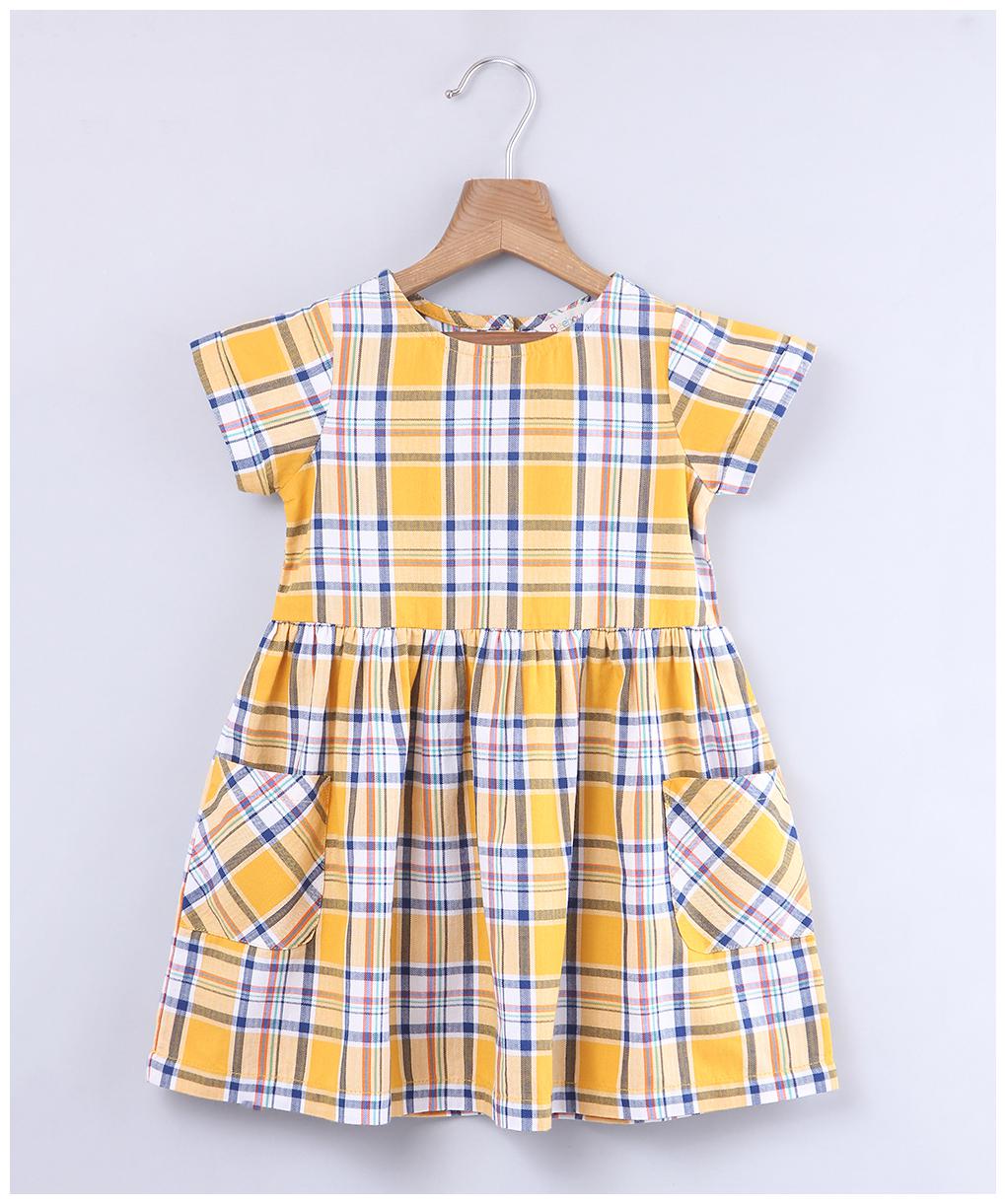 

Beebay Baby girl Cotton Checked Princess frock - Yellow