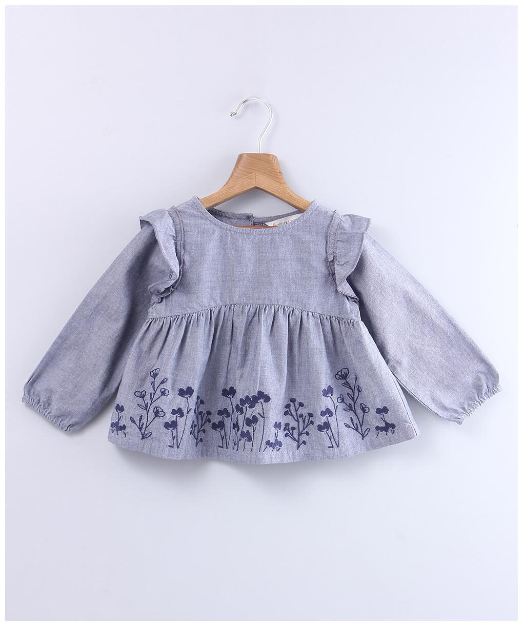 

Beebay Cotton Floral Top for Baby Girl - Grey