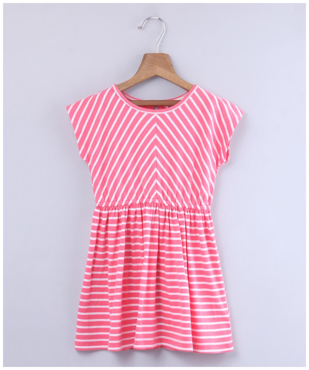 

Beebay Baby girl Cotton Striped Princess frock - Pink