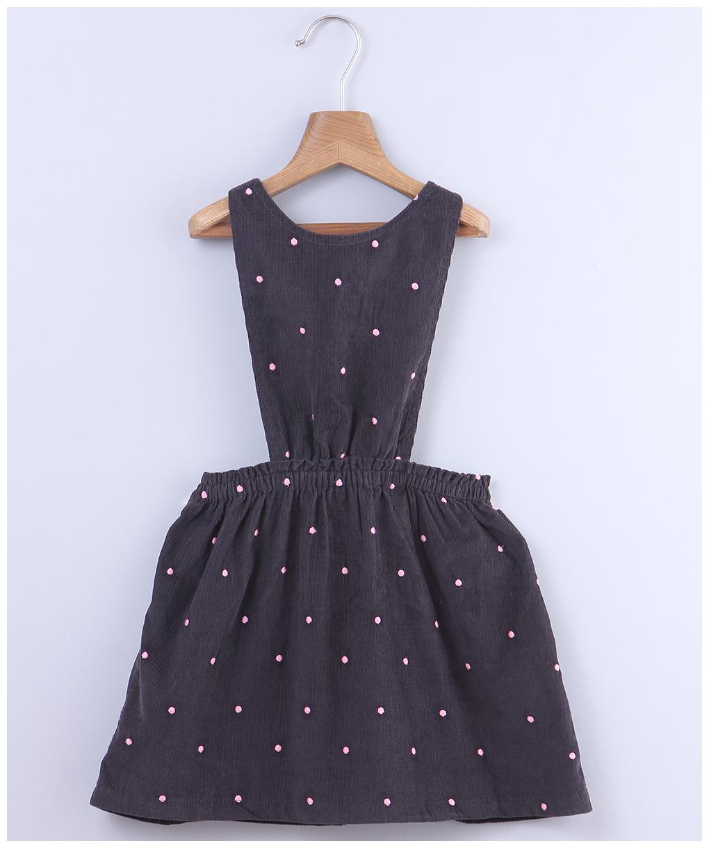 

Beebay Baby girl Cotton Polka dots Princess frock - Grey