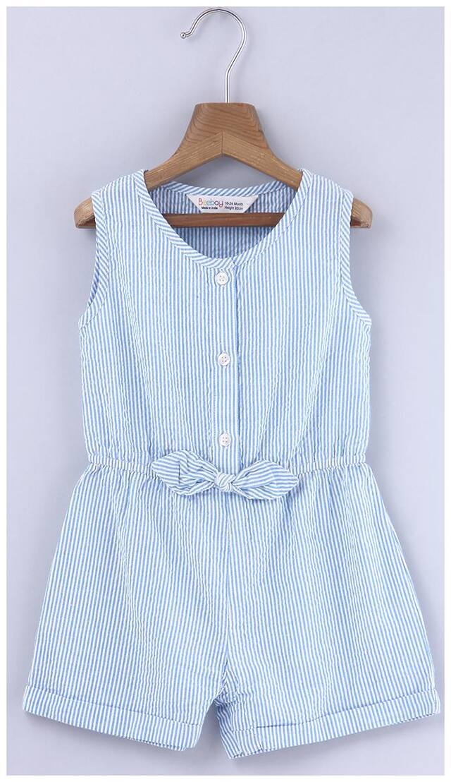 Beebay Baby girl Cotton Striped Jumpsuit - Blue