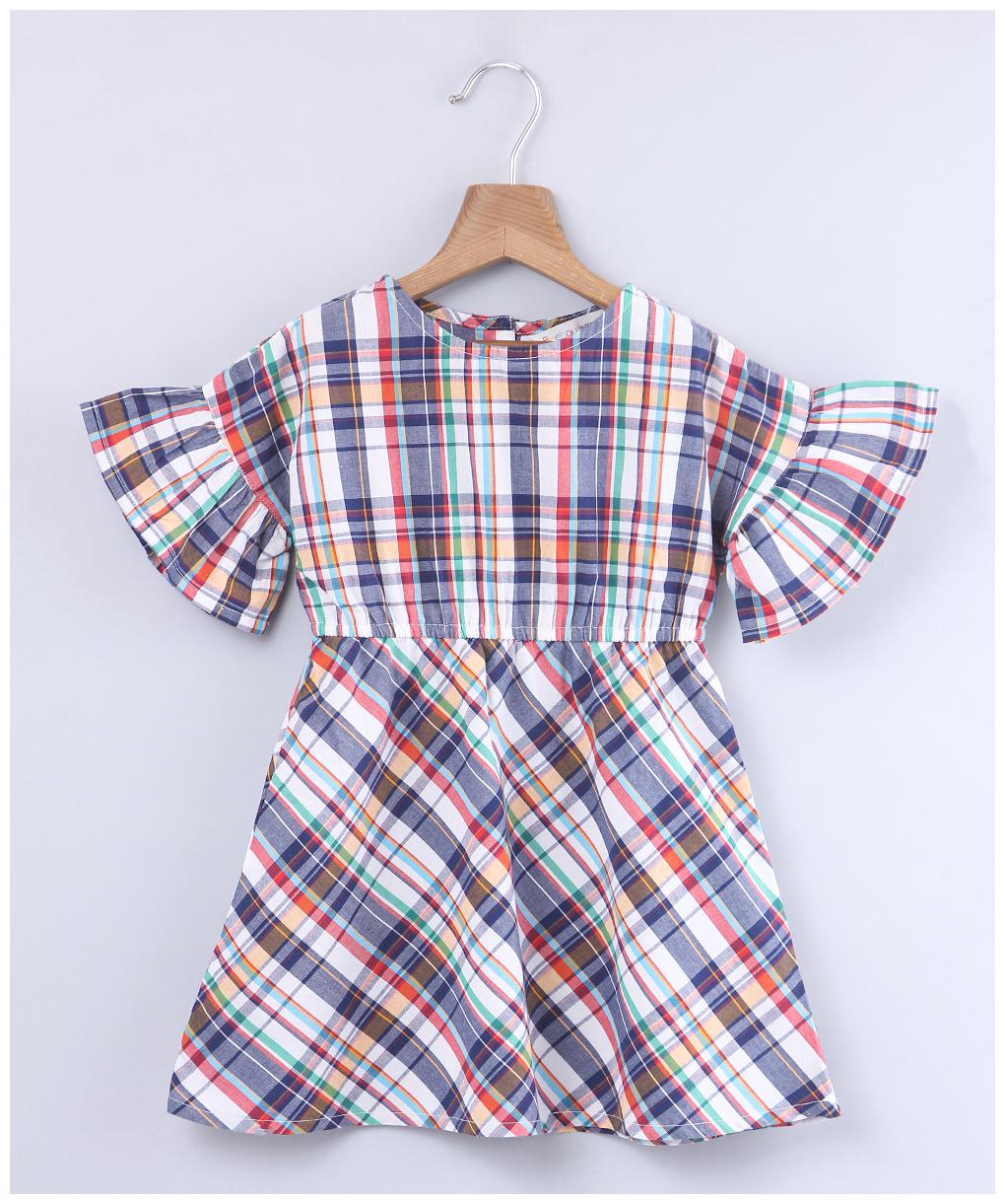 

Beebay Baby girl Cotton Checked Princess frock - Multi