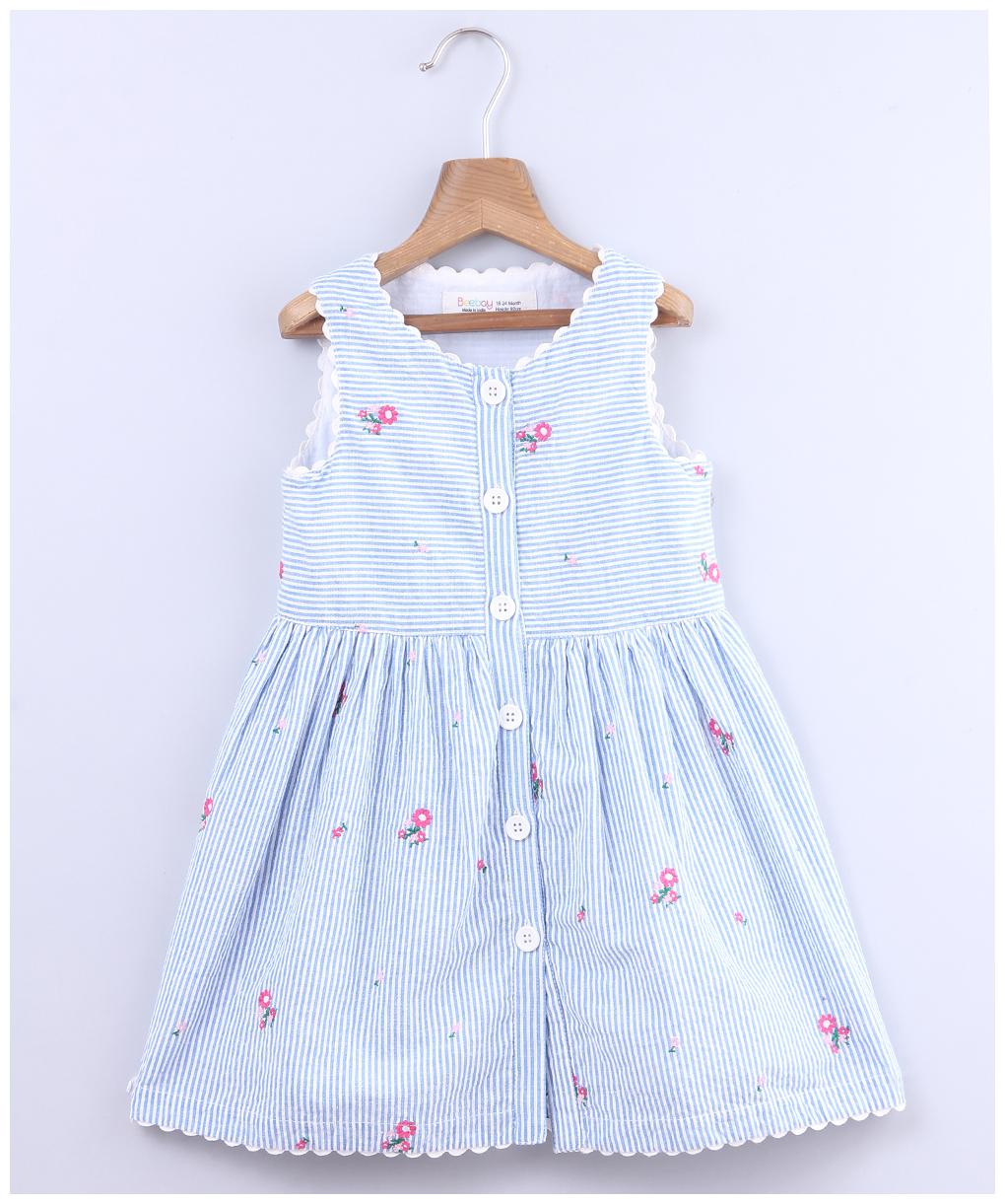 

Beebay Baby girl Cotton Striped Princess frock - Blue