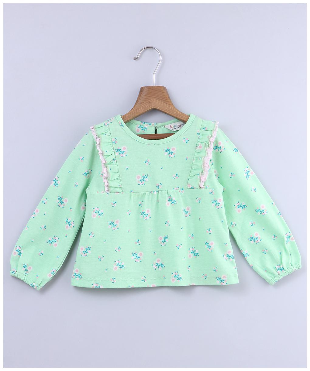 

Beebay Cotton Floral Top for Baby Girl - Green
