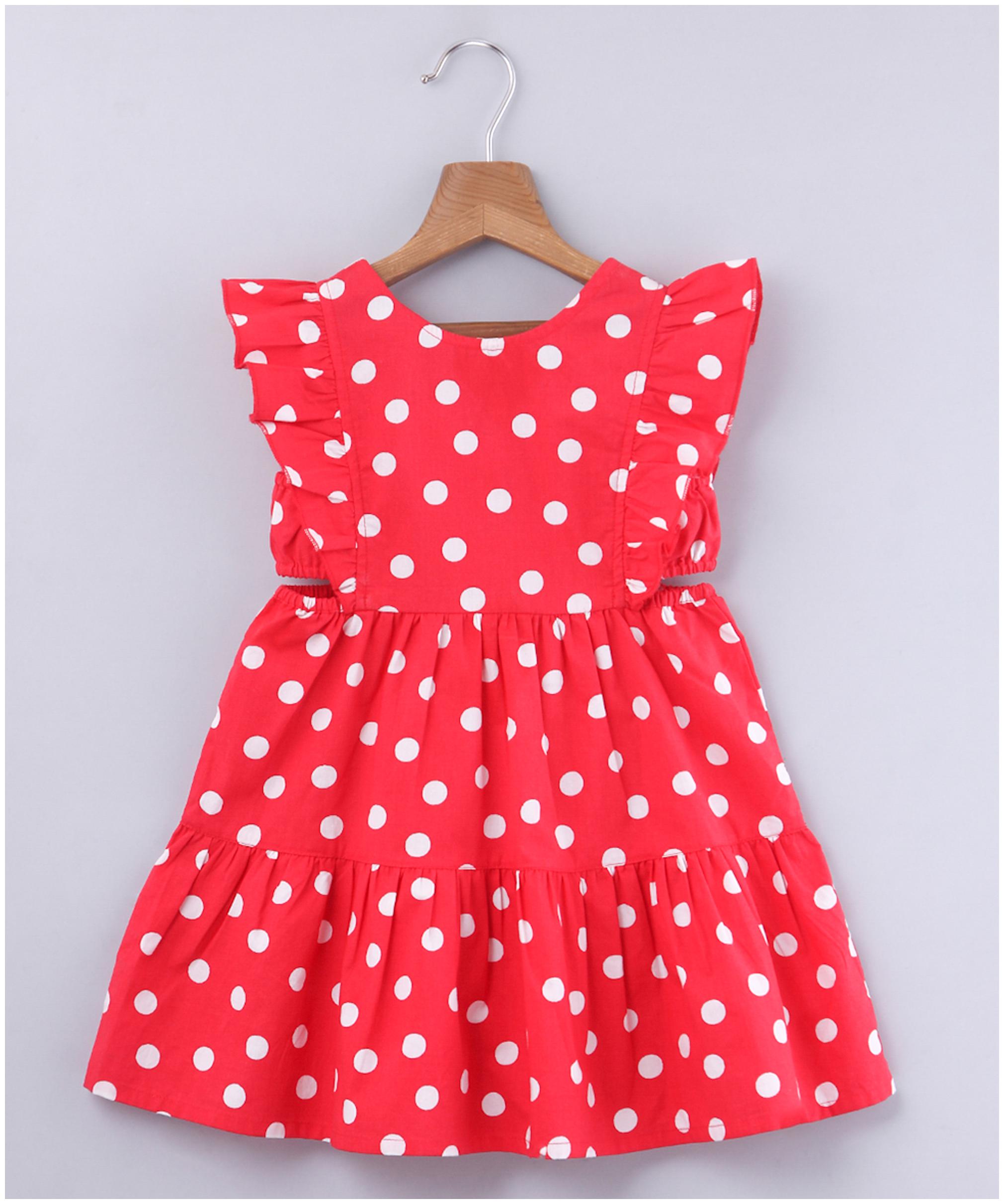 

Beebay Baby girl Cotton Polka dots Princess frock - Red