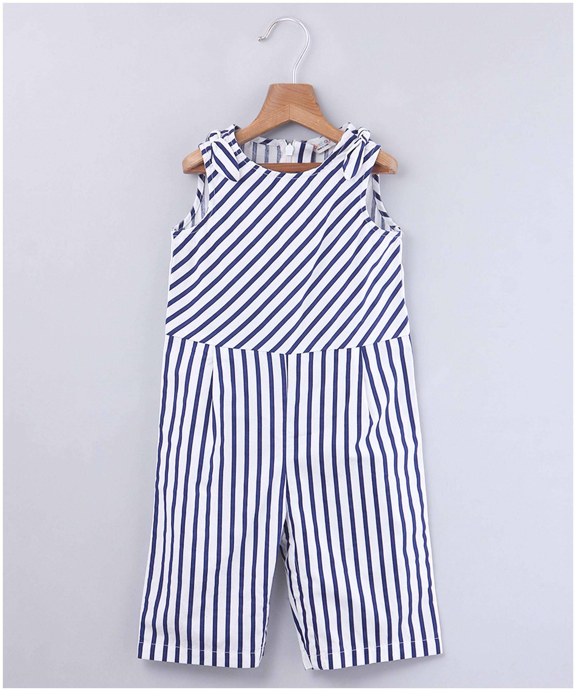 

Beebay Baby girl Cotton Striped Jumpsuit - Blue