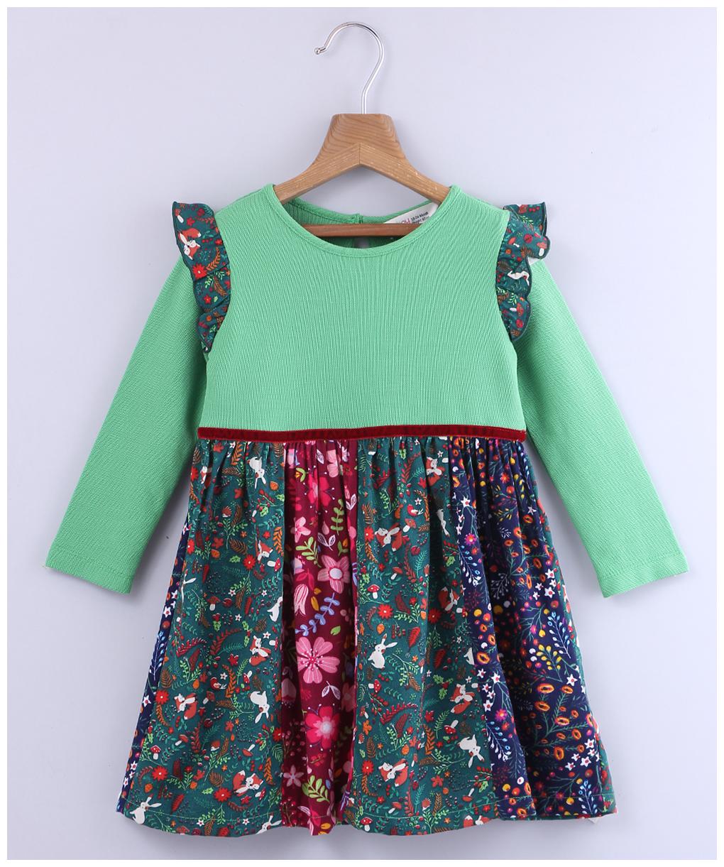 

Beebay Baby girl Cotton Printed Princess frock - Green
