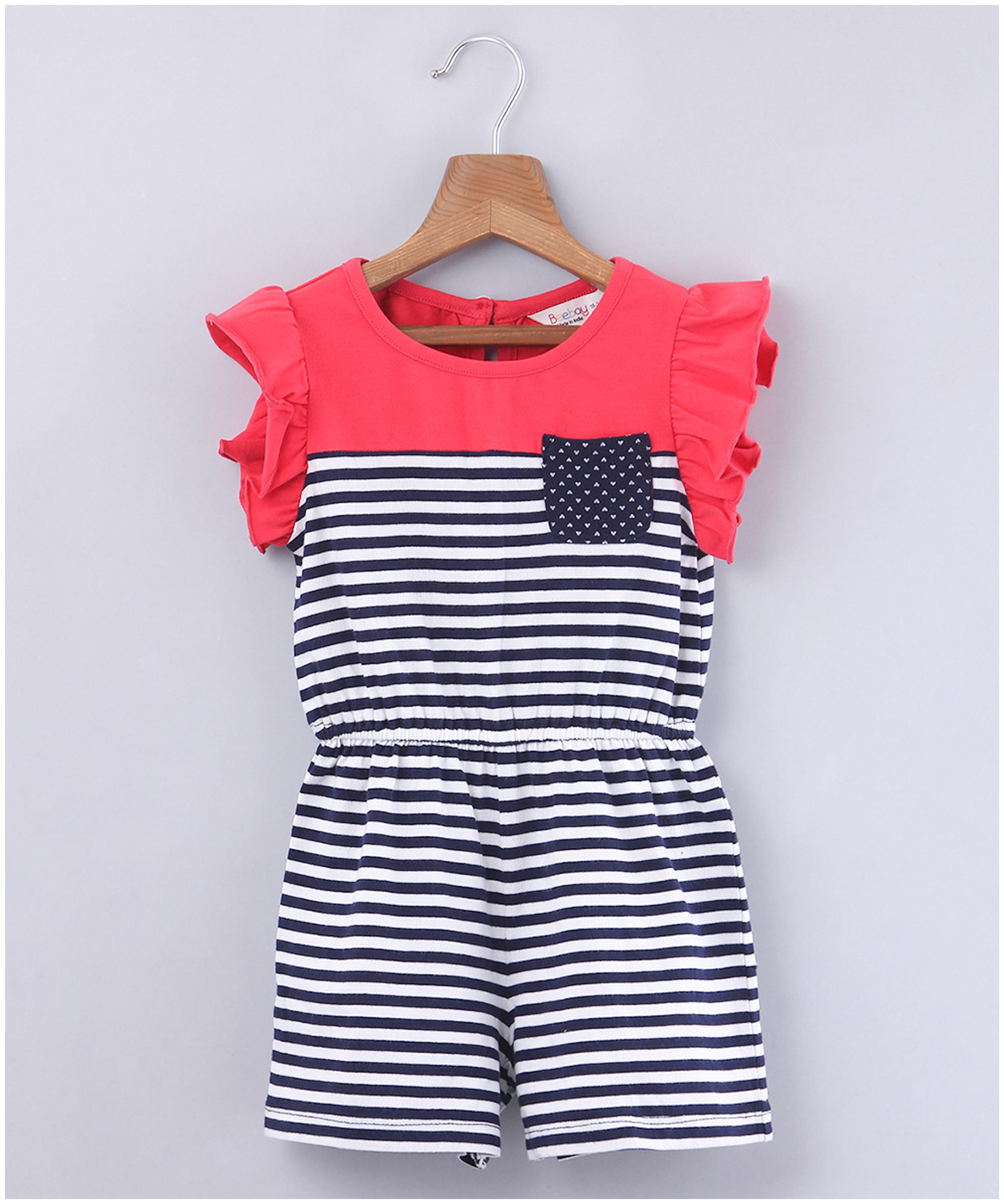 

Beebay Baby girl Blended Striped Jumpsuit - Blue
