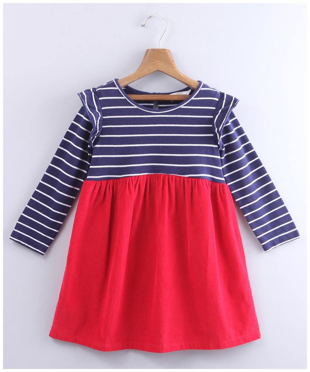 

Beebay Baby girl Cotton Striped Princess frock - Red