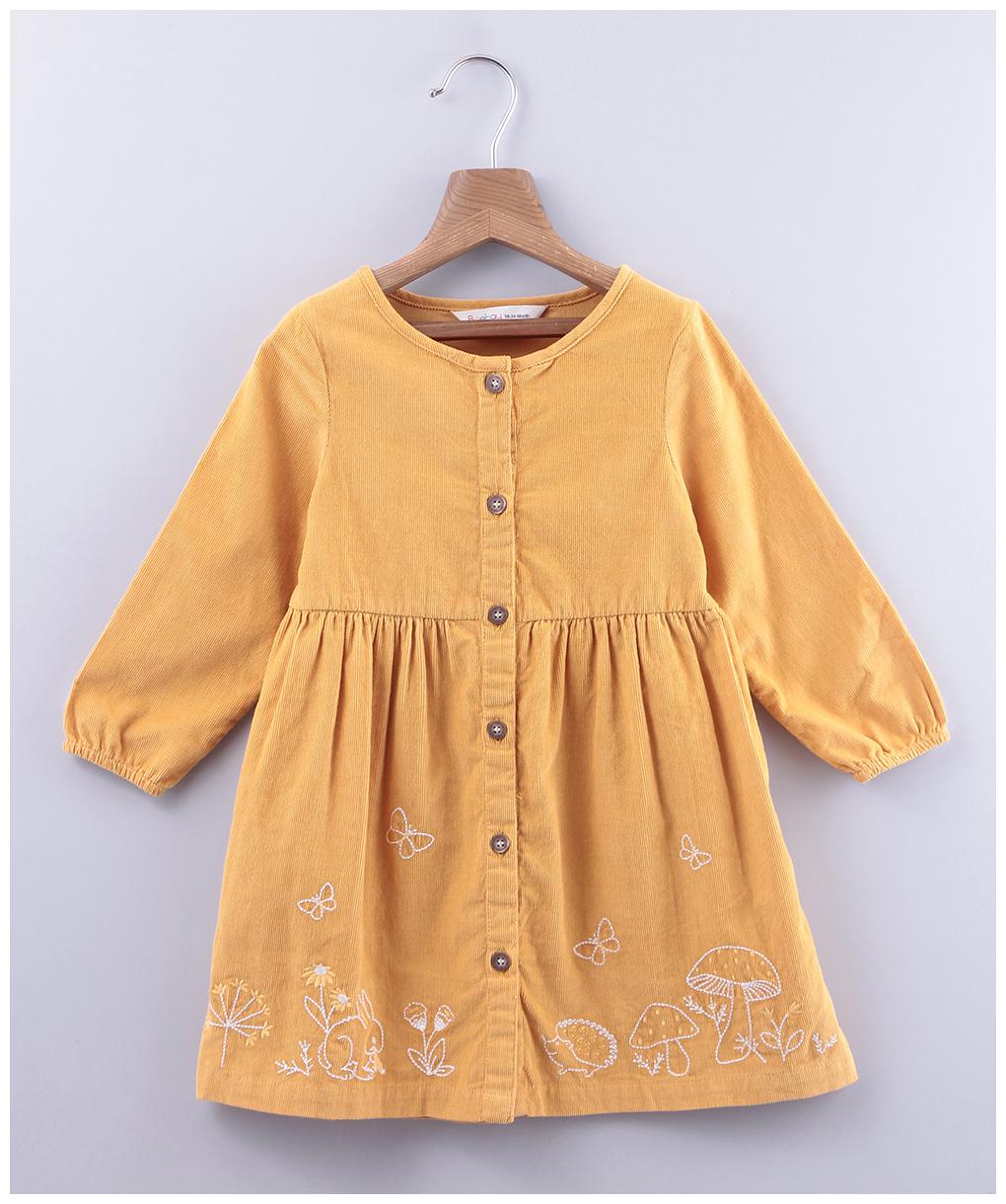 

Beebay Baby girl Cotton Solid Princess frock - Yellow