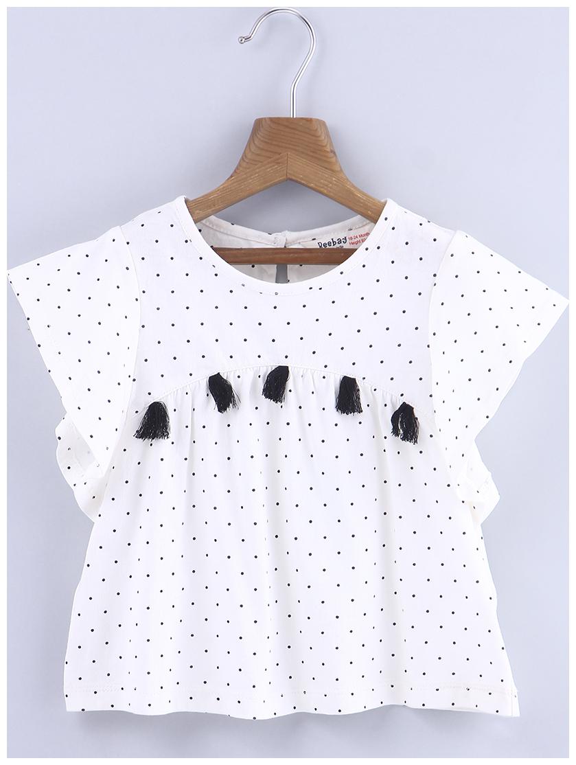 

Beebay Cotton Printed Top for Baby Girl - White