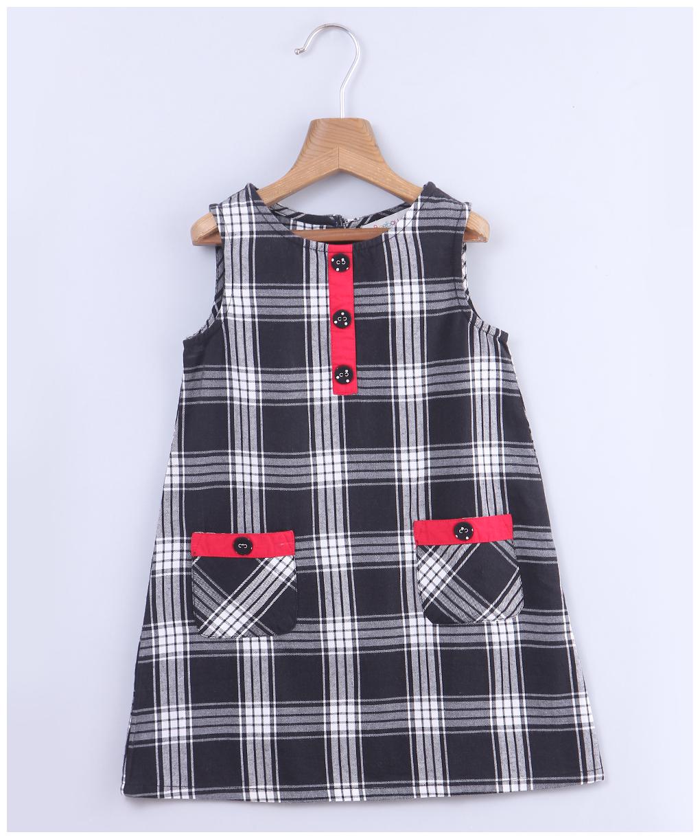 

Beebay Baby girl Cotton Checked Princess frock - Black