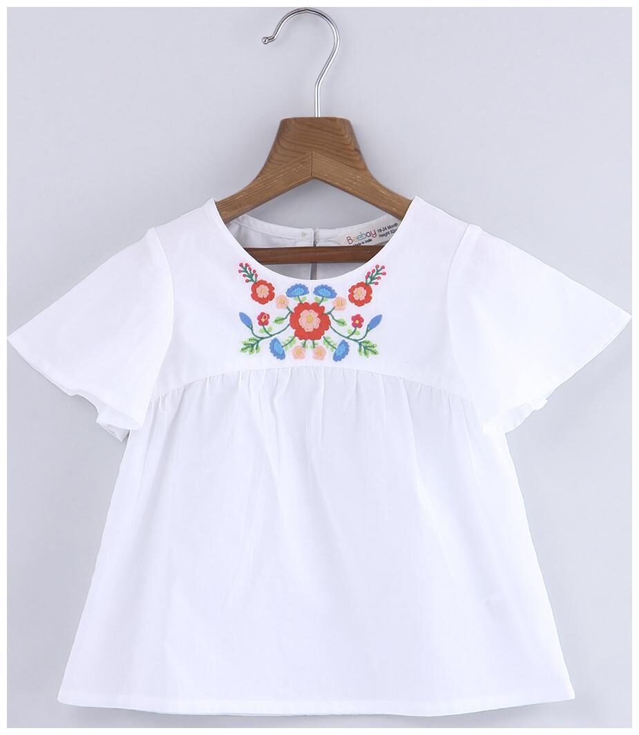 

Beebay Cotton Printed Top for Baby Girl - White
