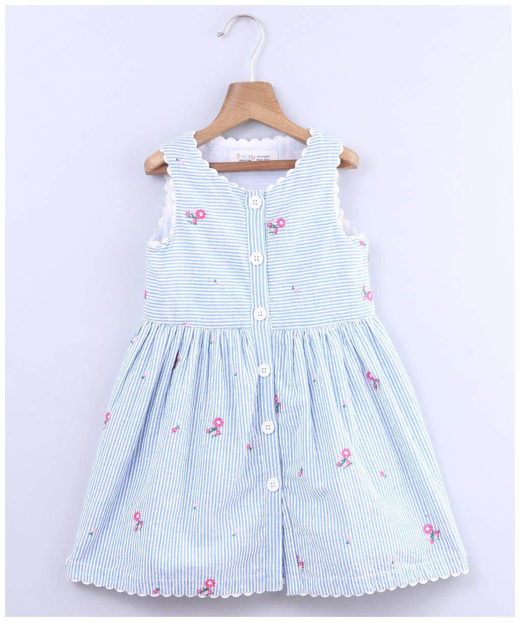 

Beebay Baby girl Cotton Striped Princess frock - Blue