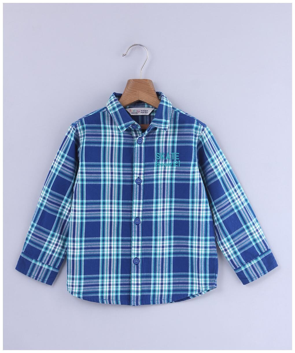 

Beebay Cotton Checked Shirt for Baby Boy - Blue