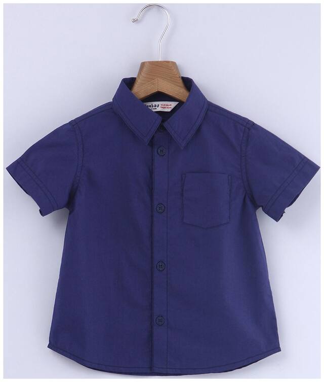 Beebay Cotton Solid Shirt for Baby Boy - Blue
