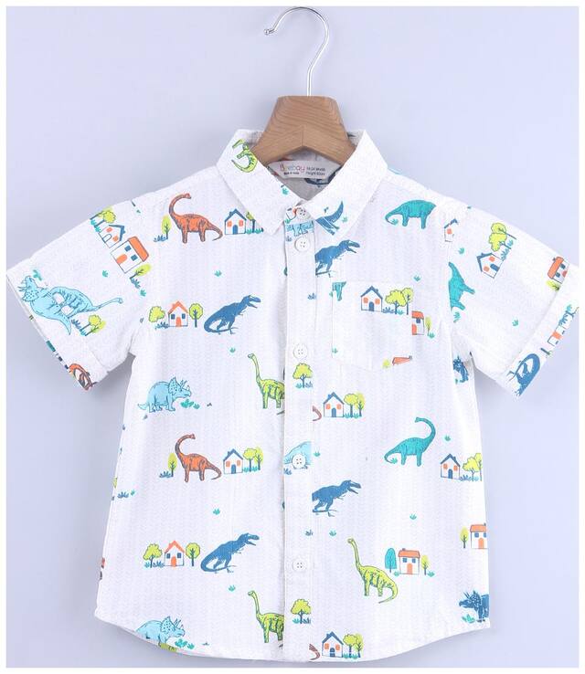 Beebay Cotton Printed Shirt for Baby Boy - White
