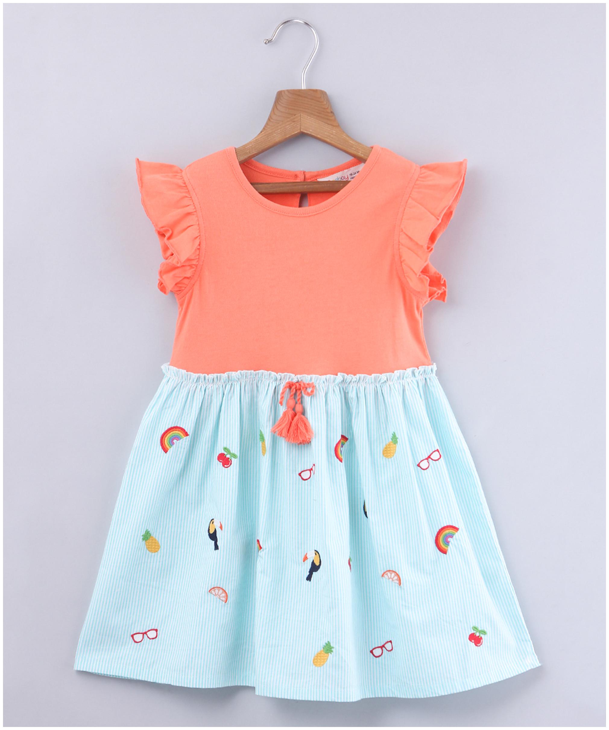 

Beebay Orange Cotton Sleeveless Knee Length Princess Frock ( Pack of 1 )