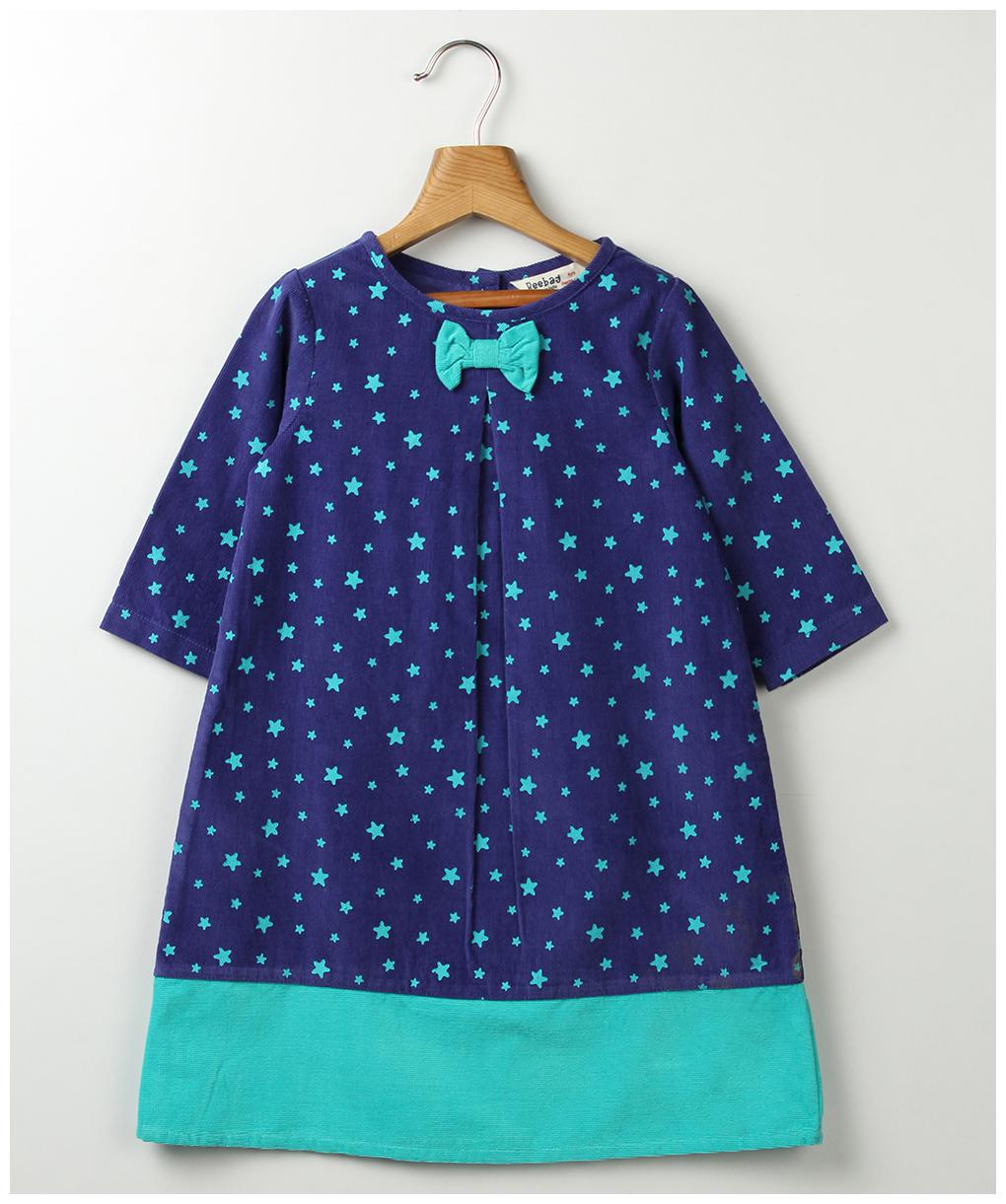 

Beebay Blue Cotton 3 4th Sleeves Knee Length Winter Frock ( Pack of 1 )