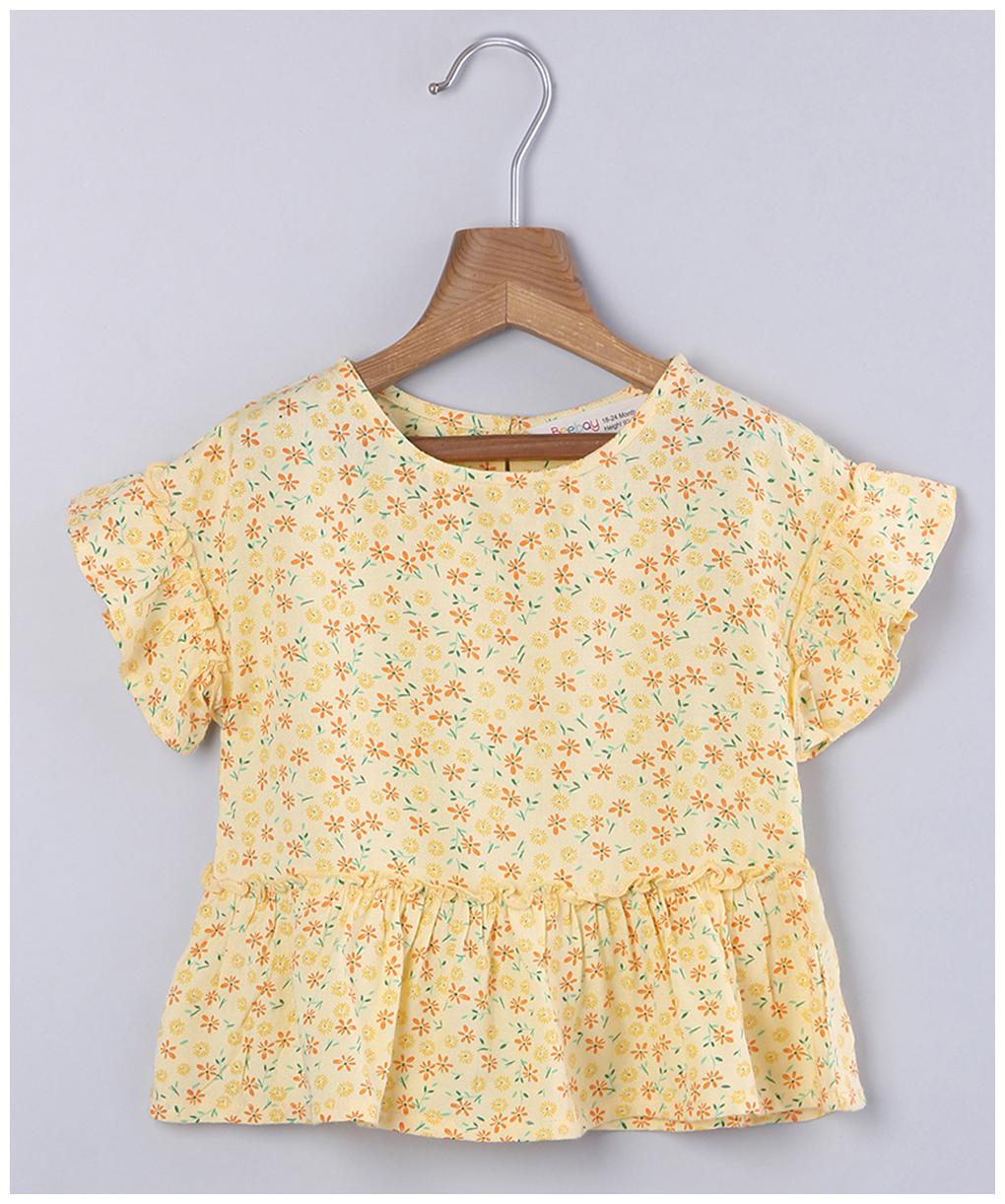 

Beebay Girl Viscose Floral Top - Yellow