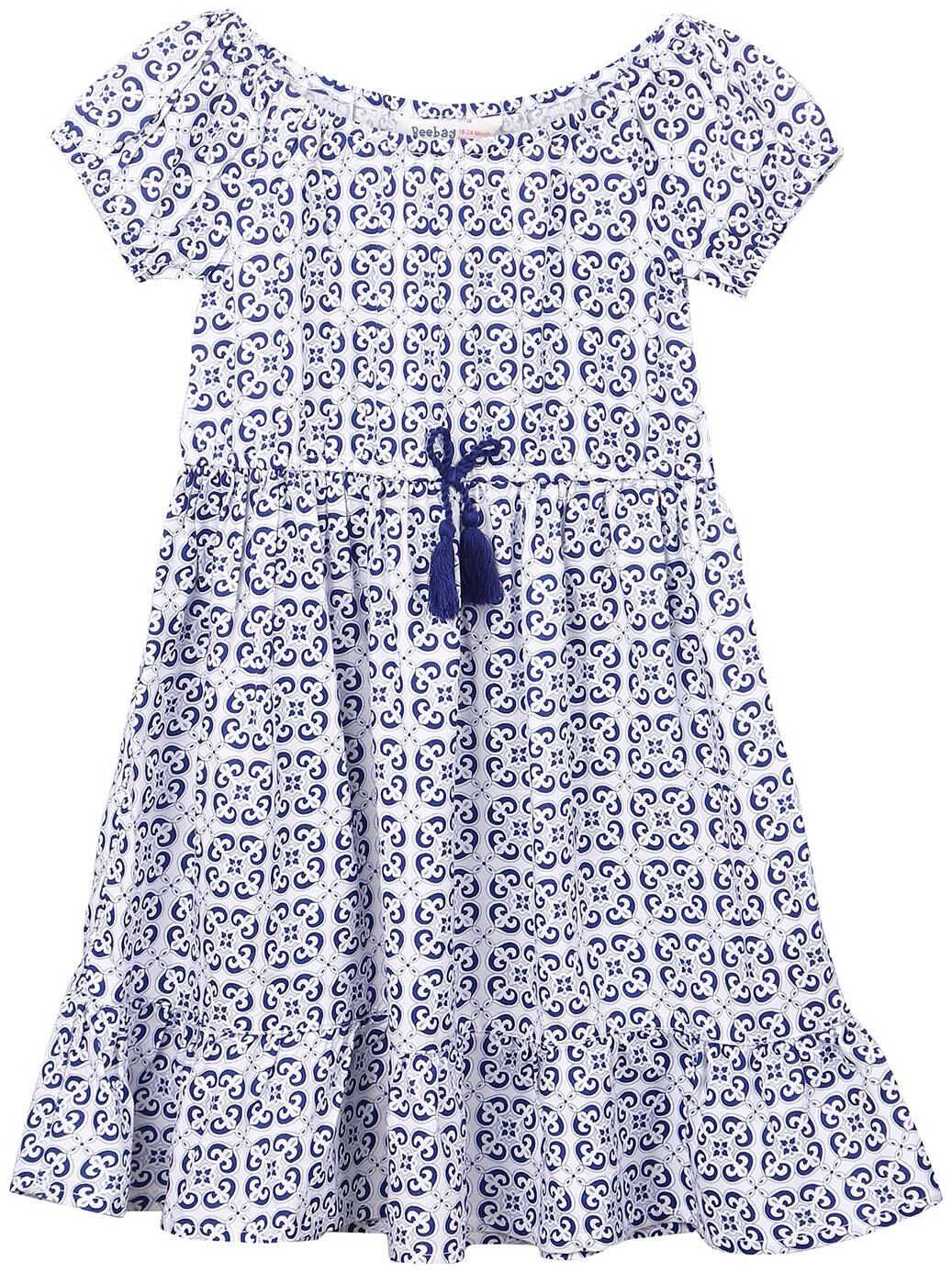 

Beebay Blue Cotton Short Sleeves Knee Length Princess Frock ( Pack of 1 )