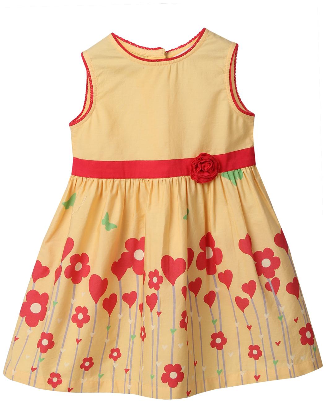 

Beebay Yellow Cotton Short Sleeves Knee Length Princess Frock ( Pack of 1 )