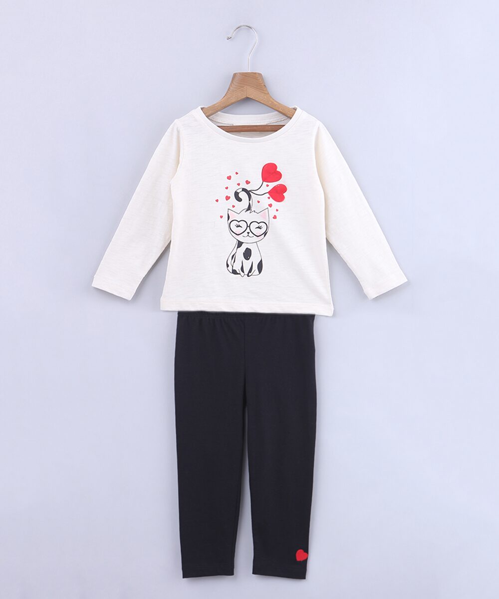 

Beebay Girl Cotton Top Bottom Set - White
