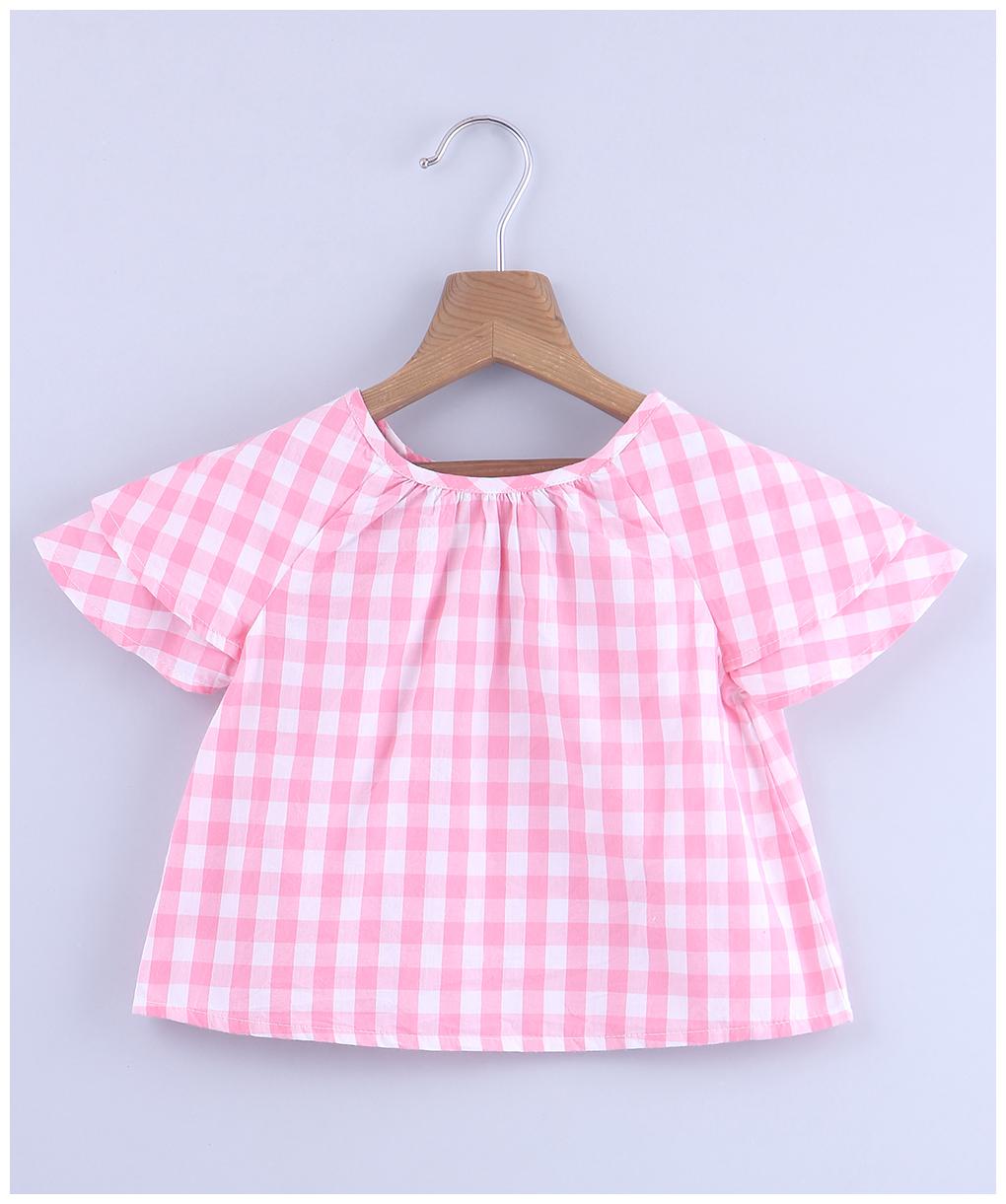 

Beebay Girl Cotton Checked Top - Pink