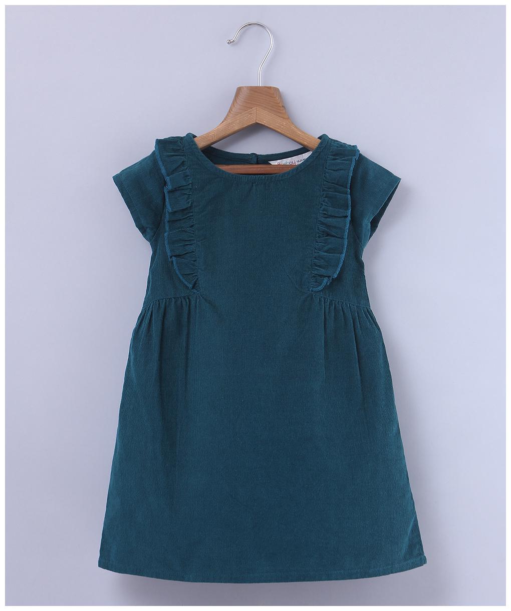 

Beebay Girls Cotton Woven Frill Corduroy Dress (Green)