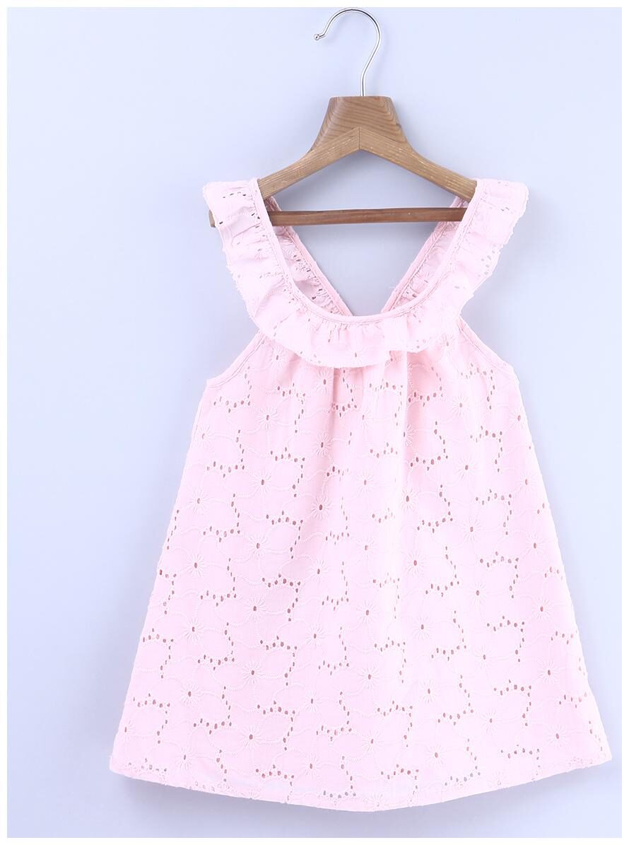 

Beebay Girls Cotton Woven Eyelet Emb Dress With Back Bow (Pink)