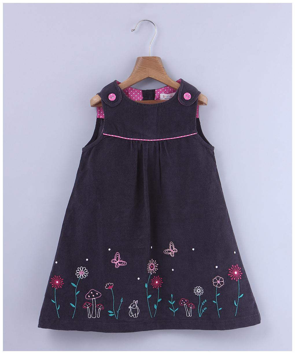 

Beebay Baby girl Cotton Floral Princess frock - Grey