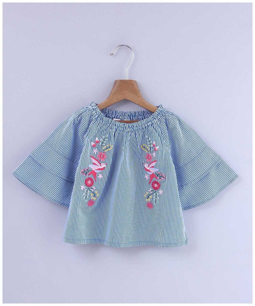 

Beebay Cotton Striped Top for Baby Girl - Blue