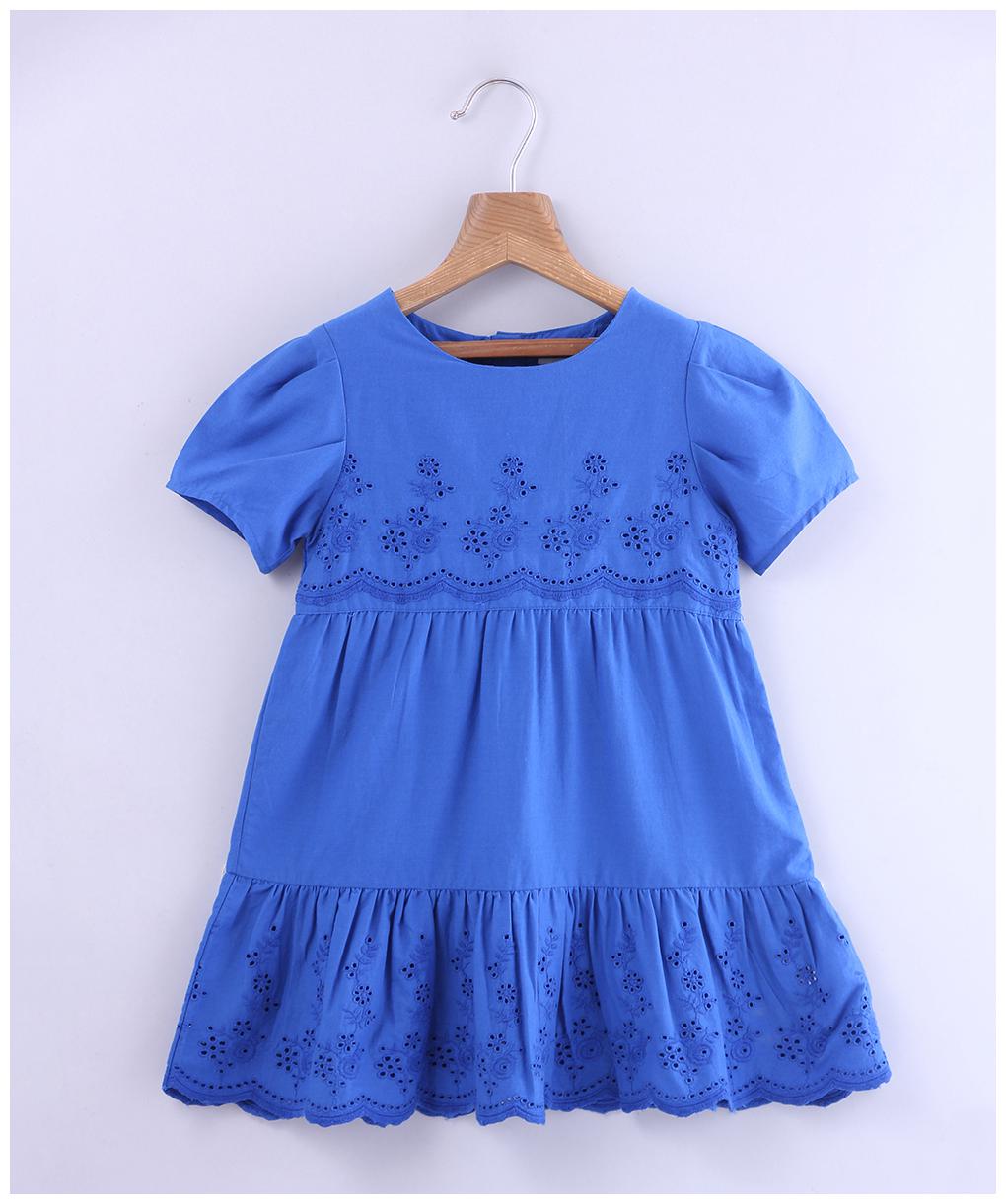 

Beebay Girls Schiffli Embroidered Dress Blue