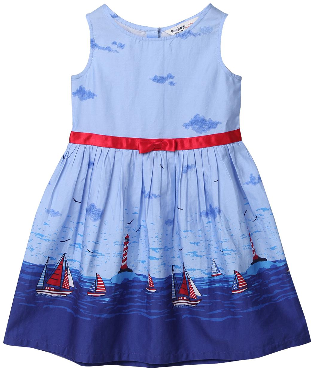 

Beebay Blue Cotton Sleeveless Above Knee ( Pack of 1 )