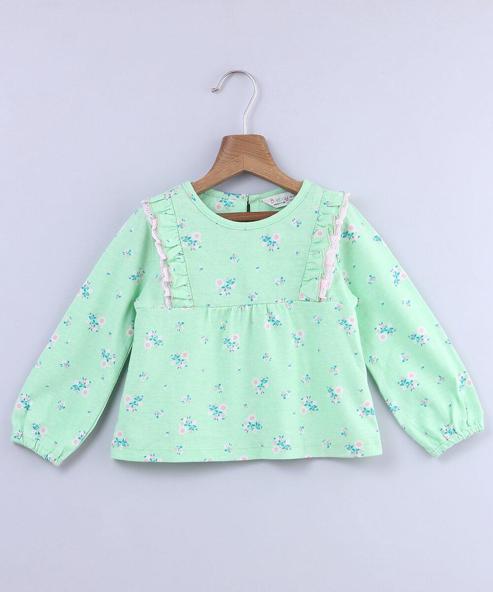 

Beebay Girl Cotton Floral Top - Green