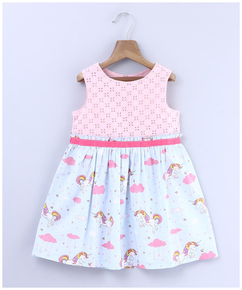 

Beebay Girls 100 Cotton Woven Unicorn Print Dress (Pink)