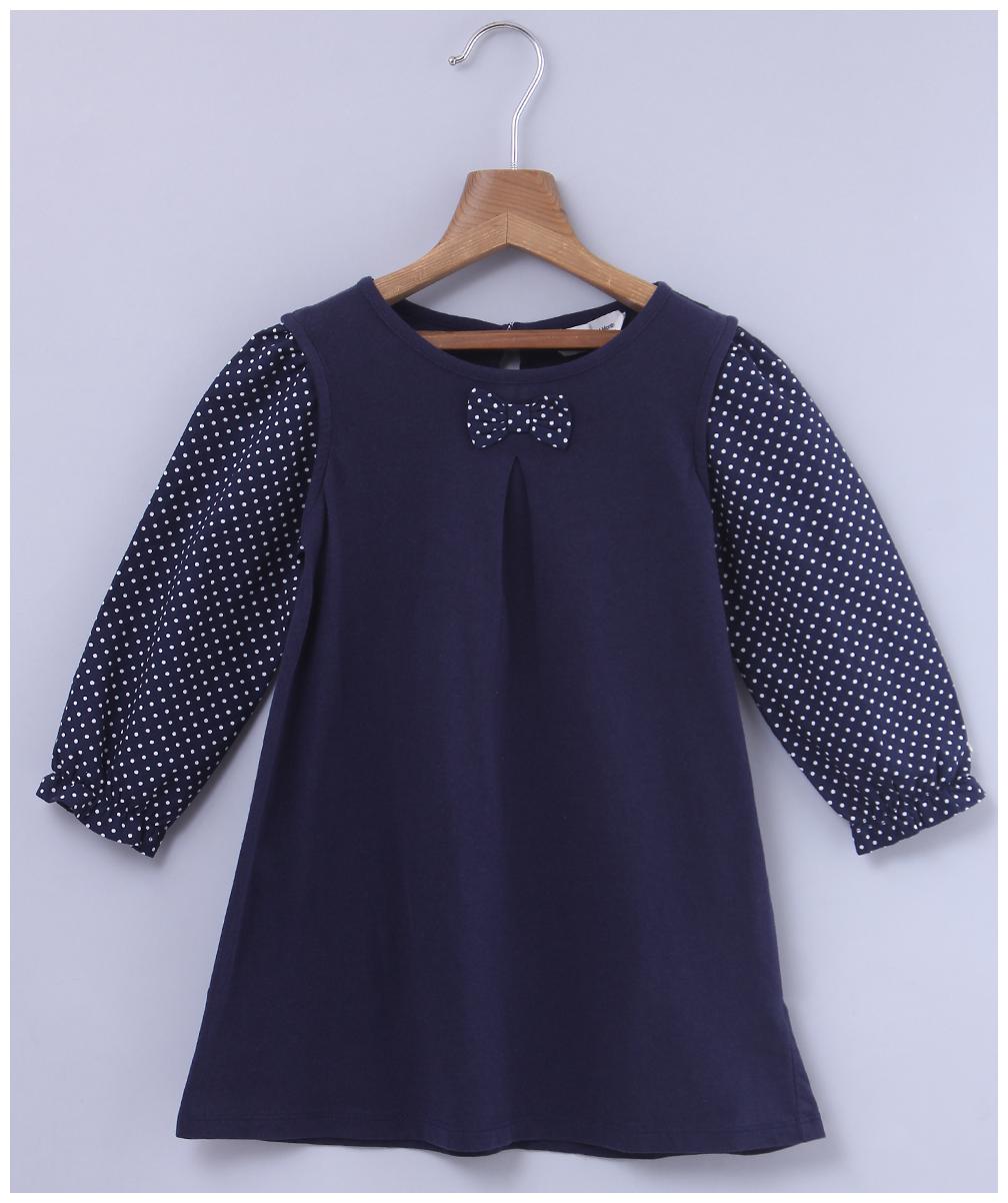 

Beebay Girls Cotton Knitted Polka Dot Sleeve A-Line Dress (Navy)