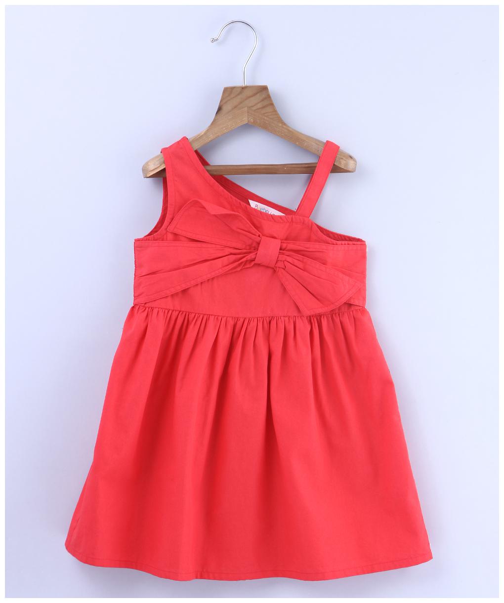 

Beebay Girls 100 Cotton Woven Front Bow Rust Dress (Red)