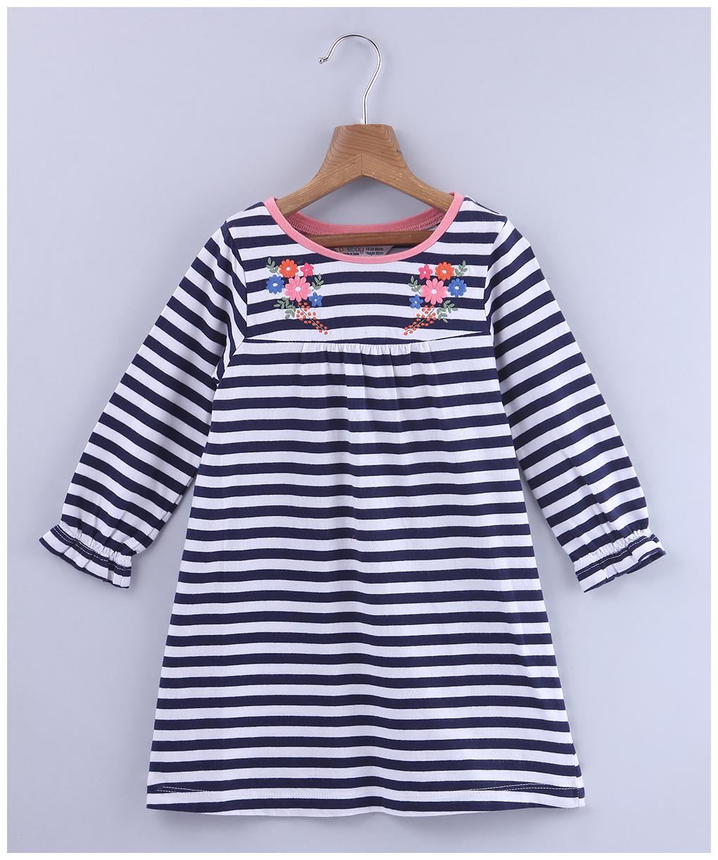 

Beebay Baby girl Cotton Striped Princess frock - Blue
