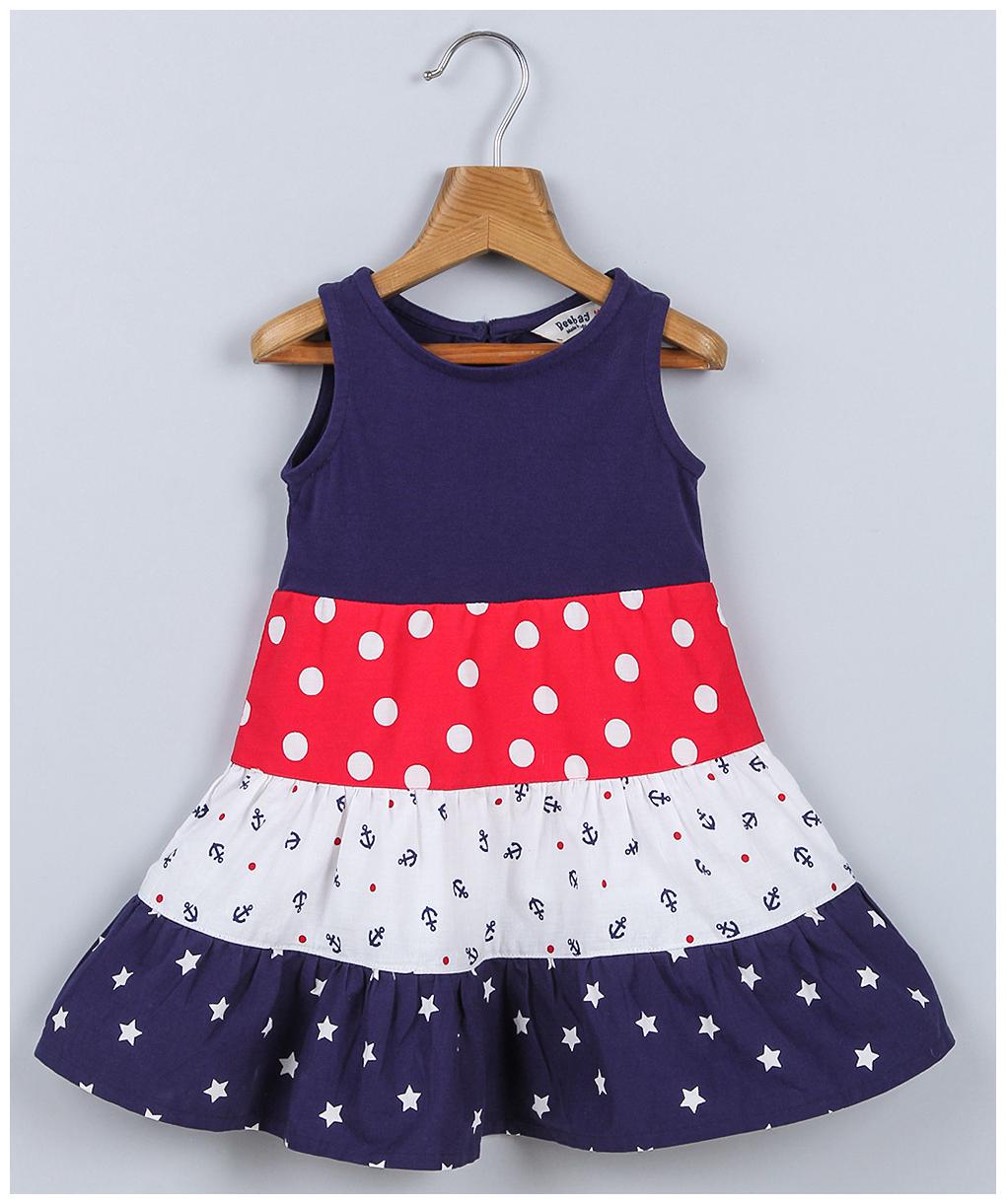 

Beebay Blue Cotton Blend Sleeveless Knee Length Princess Frock ( Pack of 1 )
